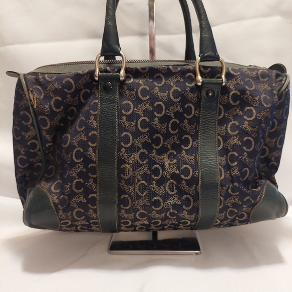 Vtg Celine C Macadam Canvas Boston Bag Green handbag - Picture 13 of 15